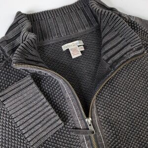 Carbon 2 Cobalt Sweater Mens XL Cable Knit Chunky‎ 1/4 Zip Gray
